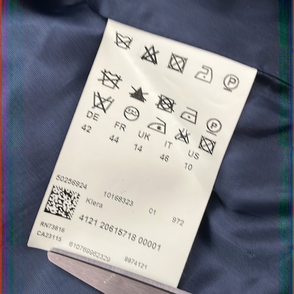 Hugo Boss Klera Tweed Wool Blue Asymmetrical Blazer Coat - Picture 8 of 9